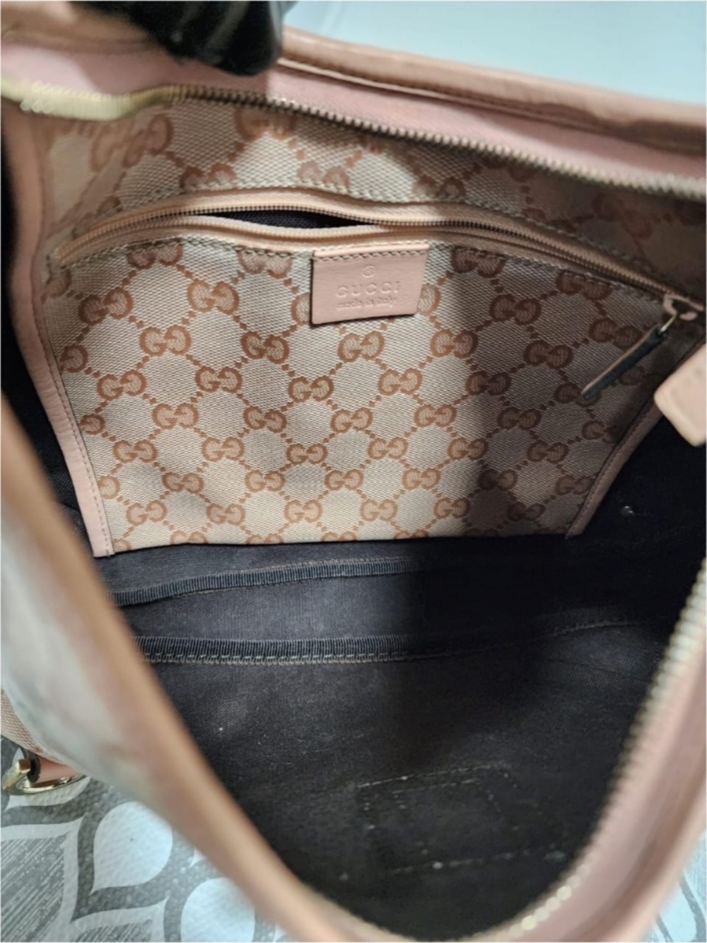 Authentic Gucci GG Crystal Canvas Glossy Small Abbey D Ring Shoulder Bag Pink - Picture 7 of 13